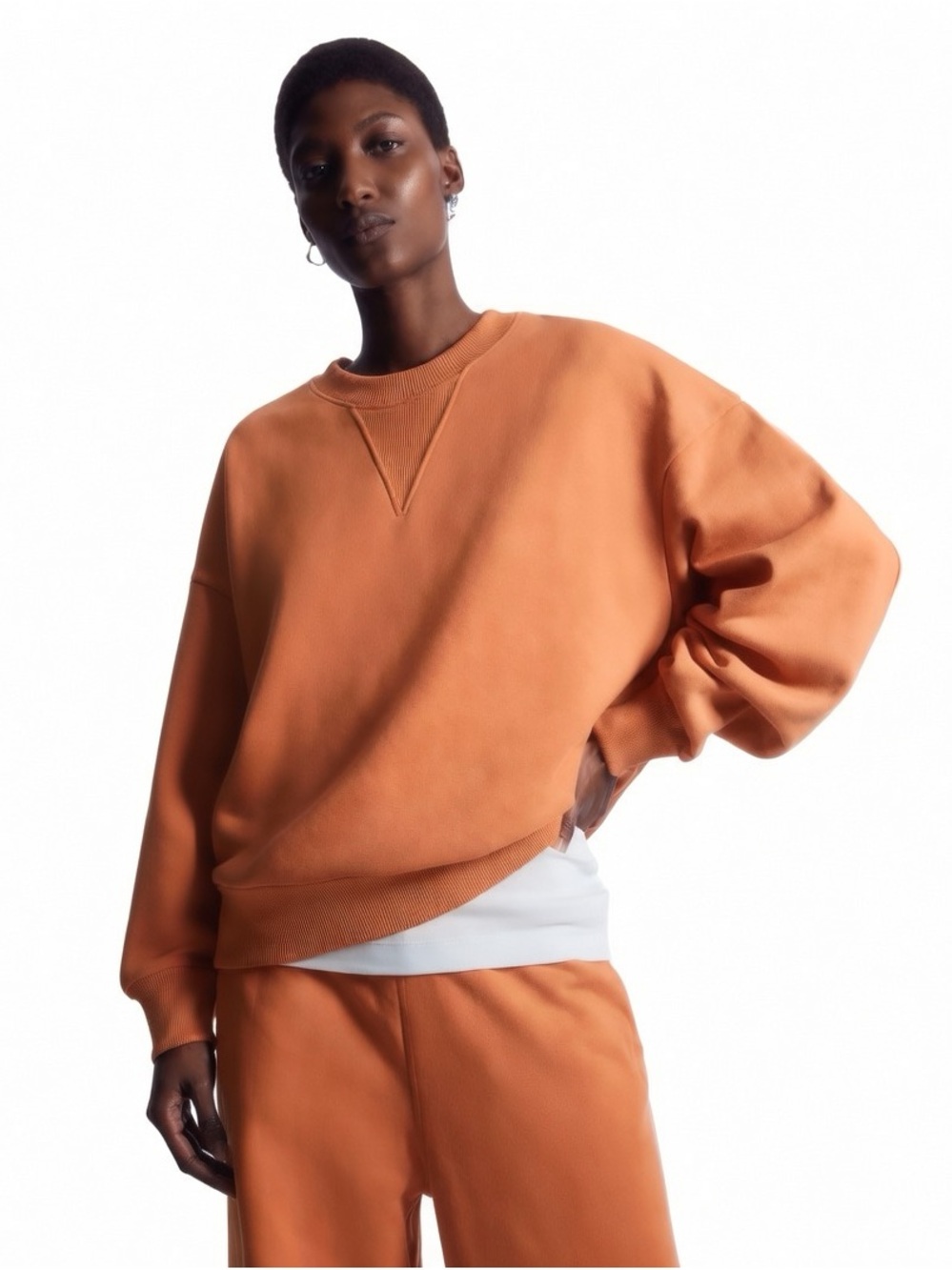 COS Relaxed Crewneck Sweatshirt Tan Terracotta